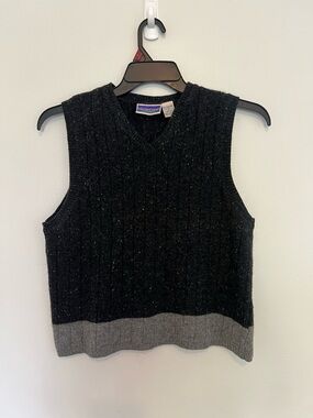 Northcrest Wool Black Speckled V-Neck Sweater Vest